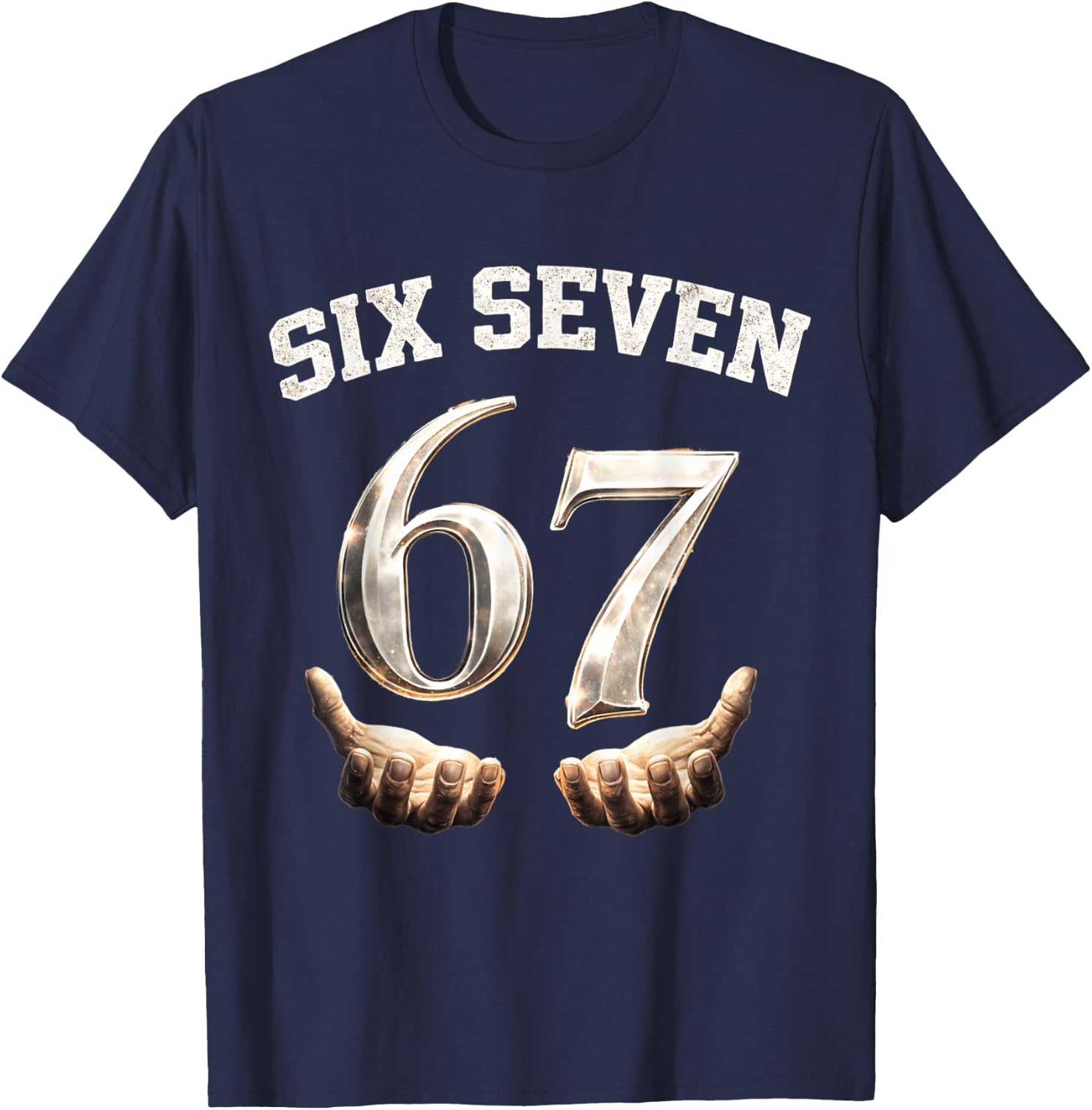 Six Seven 67 Meme Lustiges Zahlen Design Für Kinder Teenager T-Shirt - T-Shirt | Navy