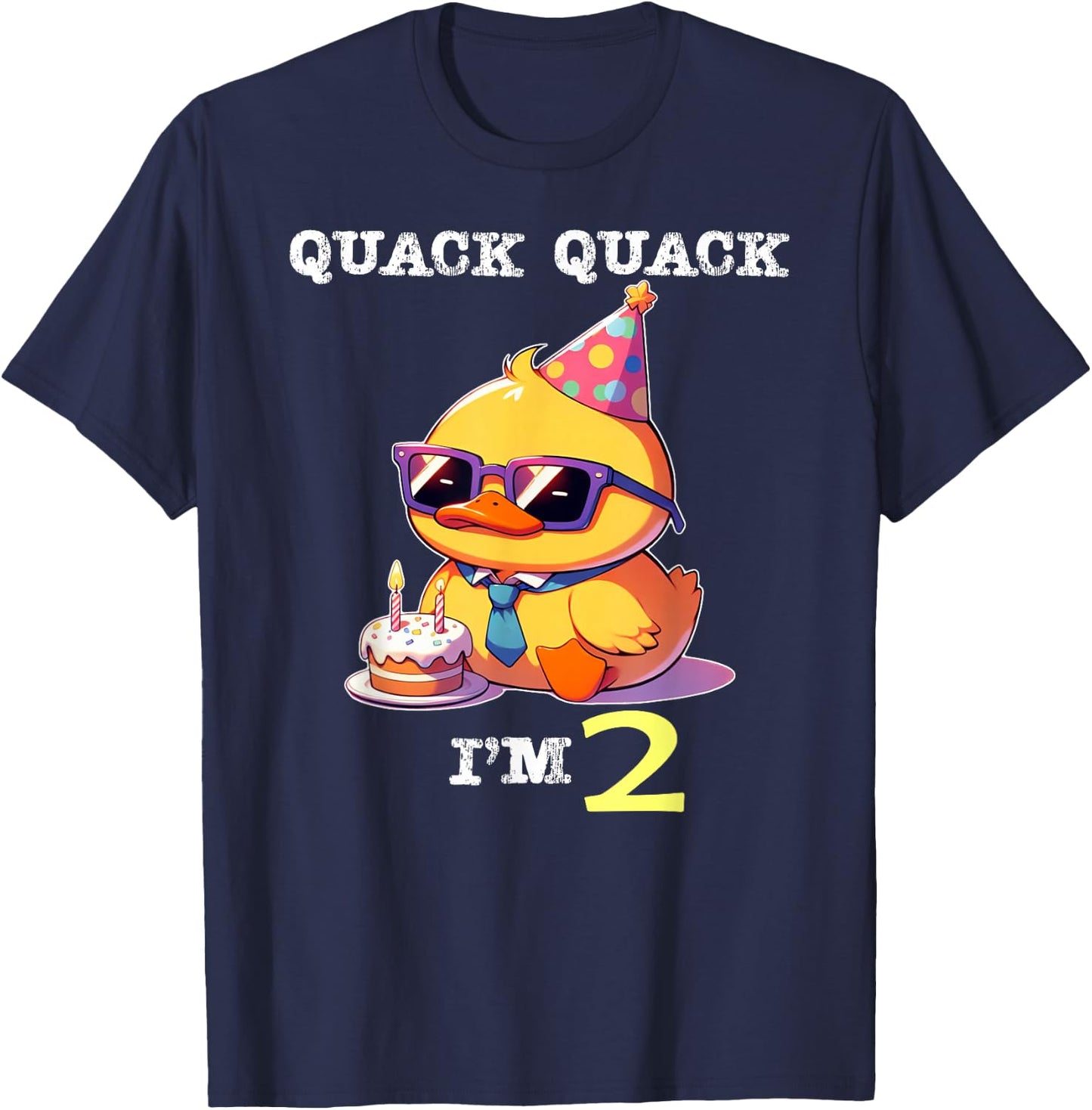 Kids 2nd Birthday Quack Im 2 Cute Duck Toddler Boy Girl T-Shirt - T-Shirt | Navy