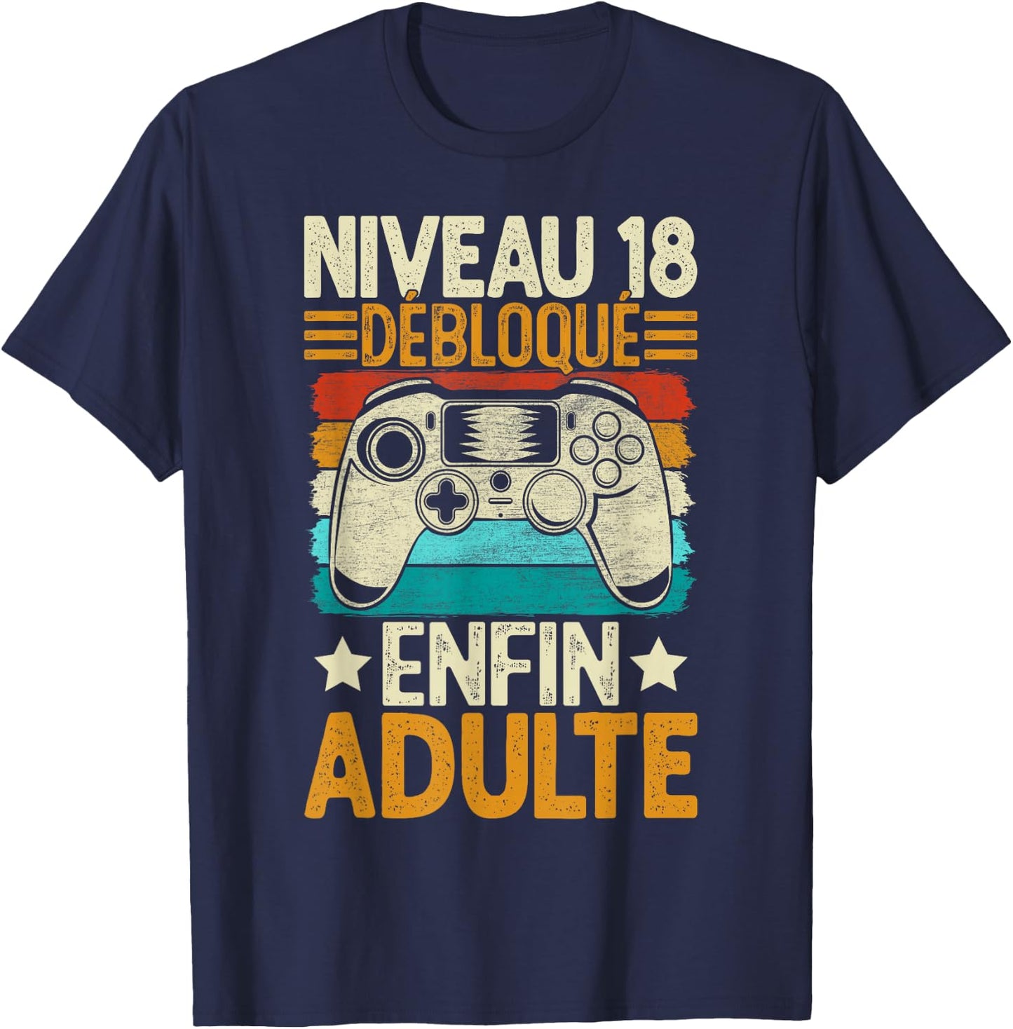 18 Years Birthday Boy Gift Gamer Funny Funny , Black T-Shirt - T-Shirt | Navy