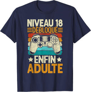 18 Years Birthday Boy Gift Gamer Funny Funny , Black T-Shirt - T-Shirt | Navy