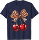 Coquette Cherry Leopard Ribbon Bow Women Girls T-Shirt - T-Shirt | Navy