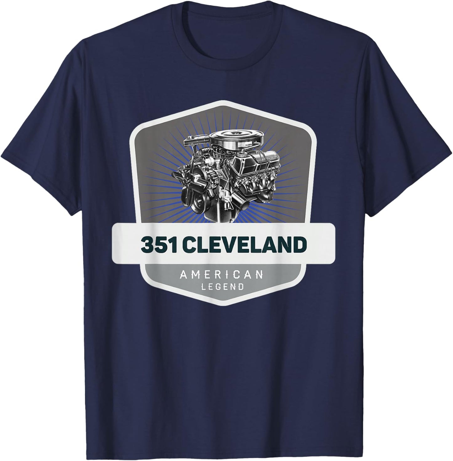 351 Cleveland V8 Muscle Car Legend Engine Retro Logo Retro T-Shirt - T-Shirt | Navy