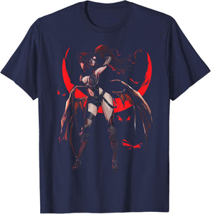 Anime Vampire Girl, Blood Moon, Scary Horror Halloween T-Shirt - T-Shirt | Navy