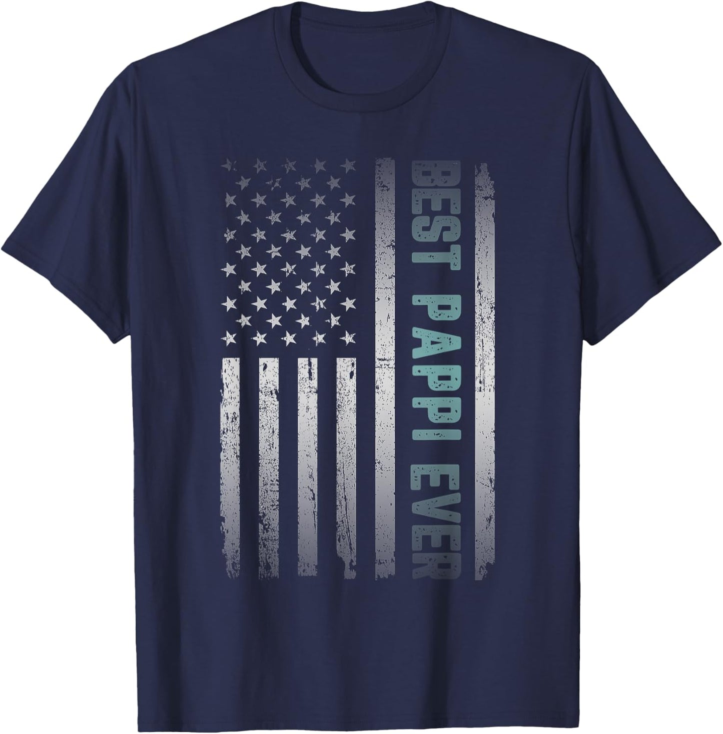 Best PAPPI Ever With US American Flag Father's Day T-Shirt - T-Shirt | Navy