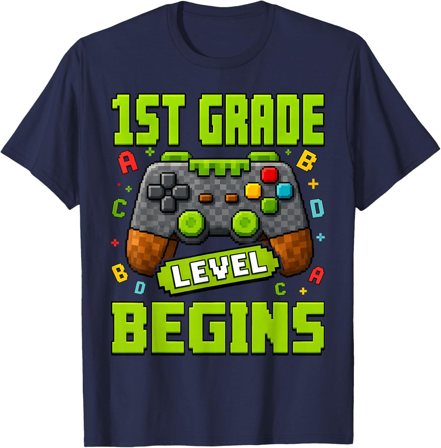 Gamer 1st Garde Back to School First Day of First Grade Boys T-Shirt - T-Shirt | Navy