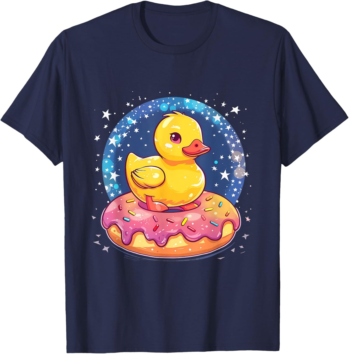 Rubber Duck Donut Watercolor Rubber Duckling Duck Lover T-Shirt - T-Shirt | Navy