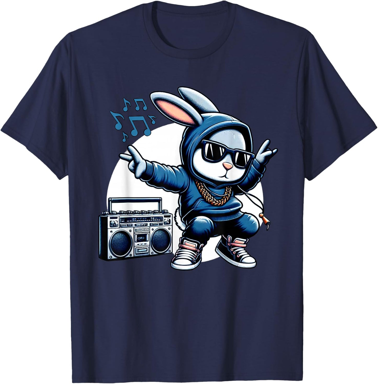 Thug Bunny Gangster Rabbit Break Dancing 80's Dance Rabbit T-Shirt - T-Shirt | Navy