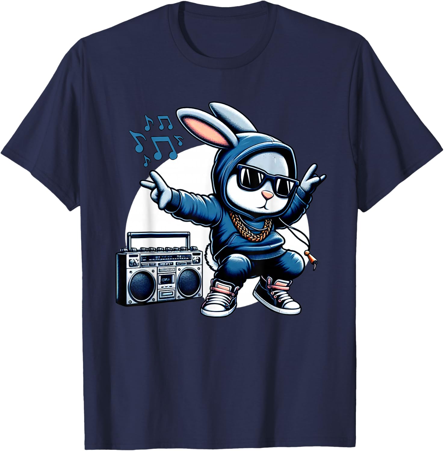 Thug Bunny Gangster Rabbit Break Dancing 80's Dance Rabbit T-Shirt - T-Shirt | Navy