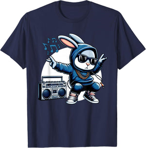 Thug Bunny Gangster Rabbit Break Dancing 80's Dance Rabbit T-Shirt - T-Shirt | Navy