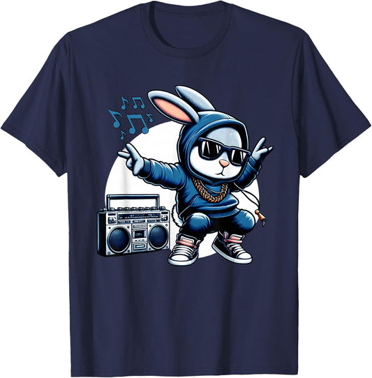 Thug Bunny Gangster Rabbit Break Dancing 80's Dance Rabbit T-Shirt - T-Shirt | Navy