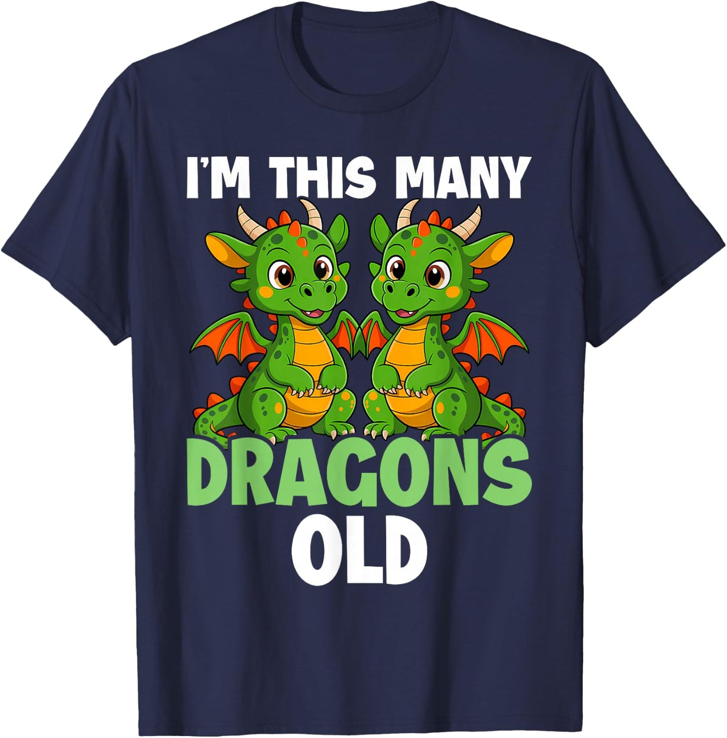 I'm This Many Dragons Old - 2nd Birthday 2 Years Old Bday T-Shirt - T-Shirt | Navy