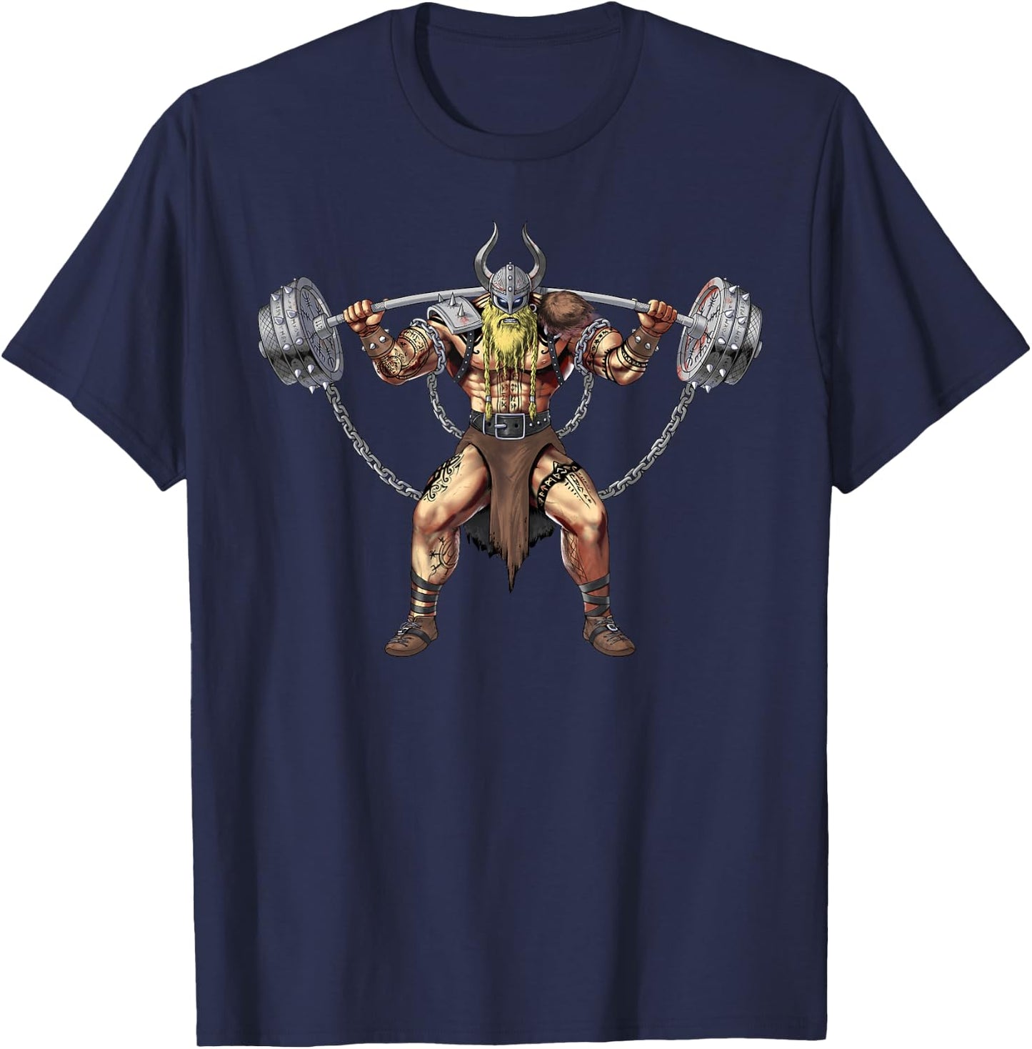 Viking Warrior Bodybuilding Gym Weightlifting Powerlifting T-Shirt - T-Shirt | Navy