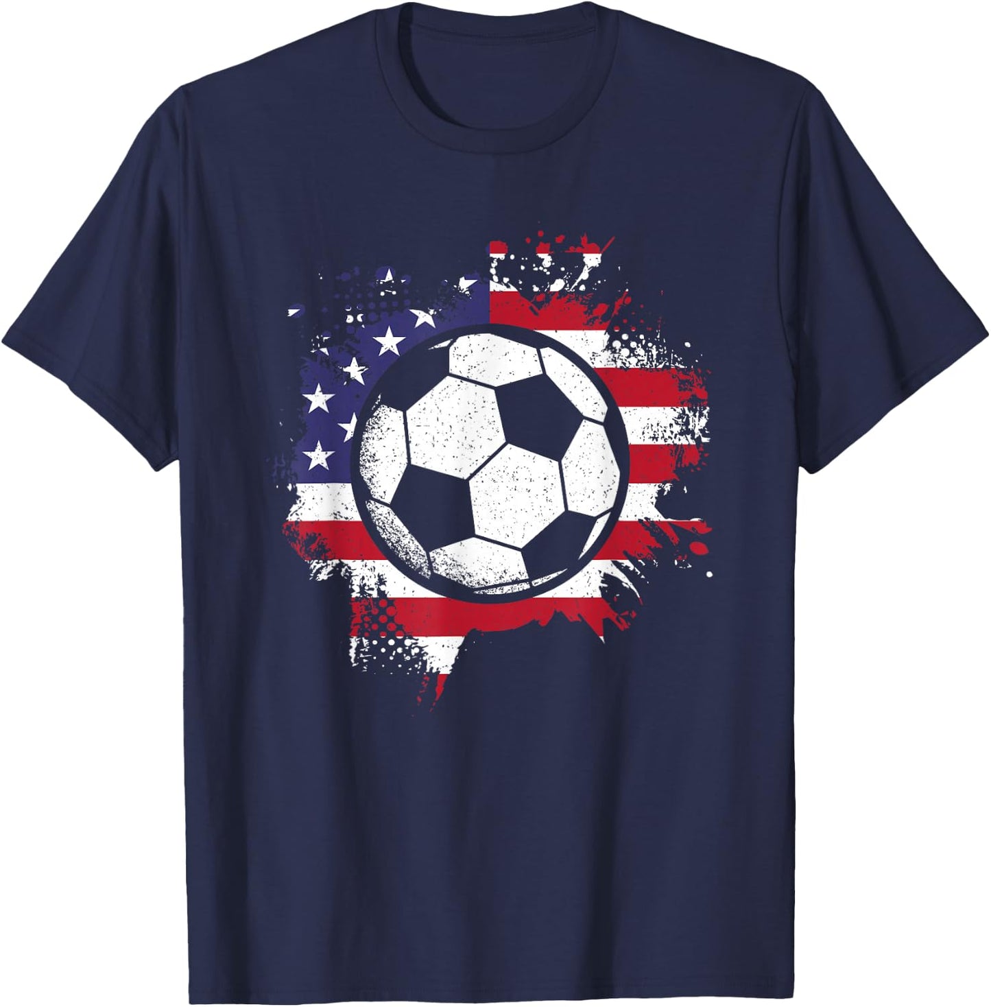 American Flag Soccer Ball Soccer Player Men Women Kids T-Shirt - T-Shirt | Navy