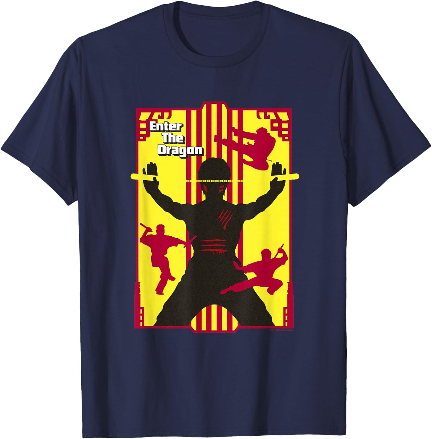 WB100 Enter the Dragon Bruce Lee Vintage Martial Artist T-Shirt - T-Shirt | Navy