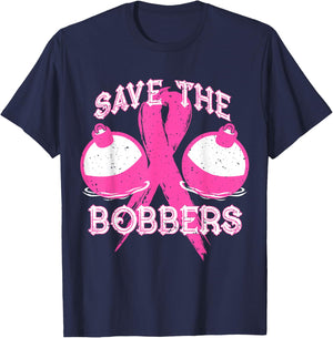 Save The Bobbers Breast Cancer Awareness Fishing Lovers T-Shirt - T-Shirt | Navy