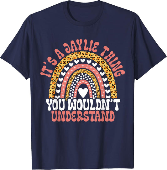 Funny Jaylie Name Leopard Funny Jaylie Birthday Quote Jaylie T-Shirt - T-Shirt | Navy