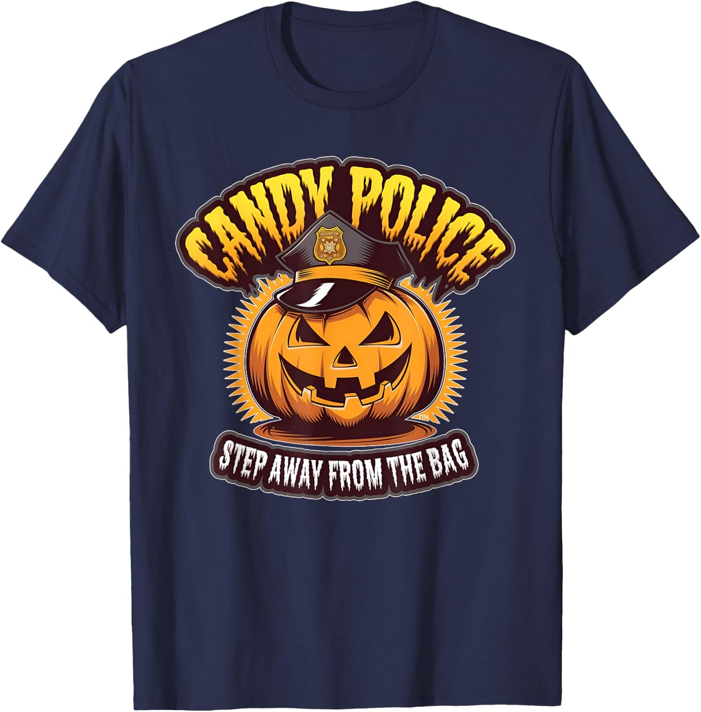 Candy Police Pumpkin Funny Halloween Costume Party Kids T-Shirt - T-Shirt | Navy