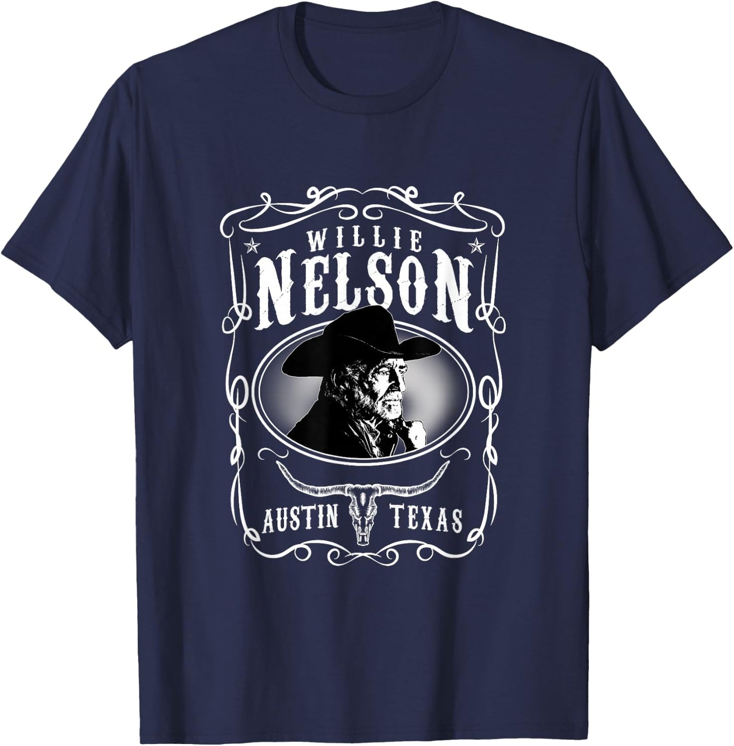 Willie Nelson Offizielles Austin , Herren, Schwarz, S, Kurzarm, Klassisch, Lizenziert und offiziell, Willie Nelson Fans, Musikliebhaber, Classic Fans, Erwachsene, Kinder T-Shirt - T-Shirt | Navy