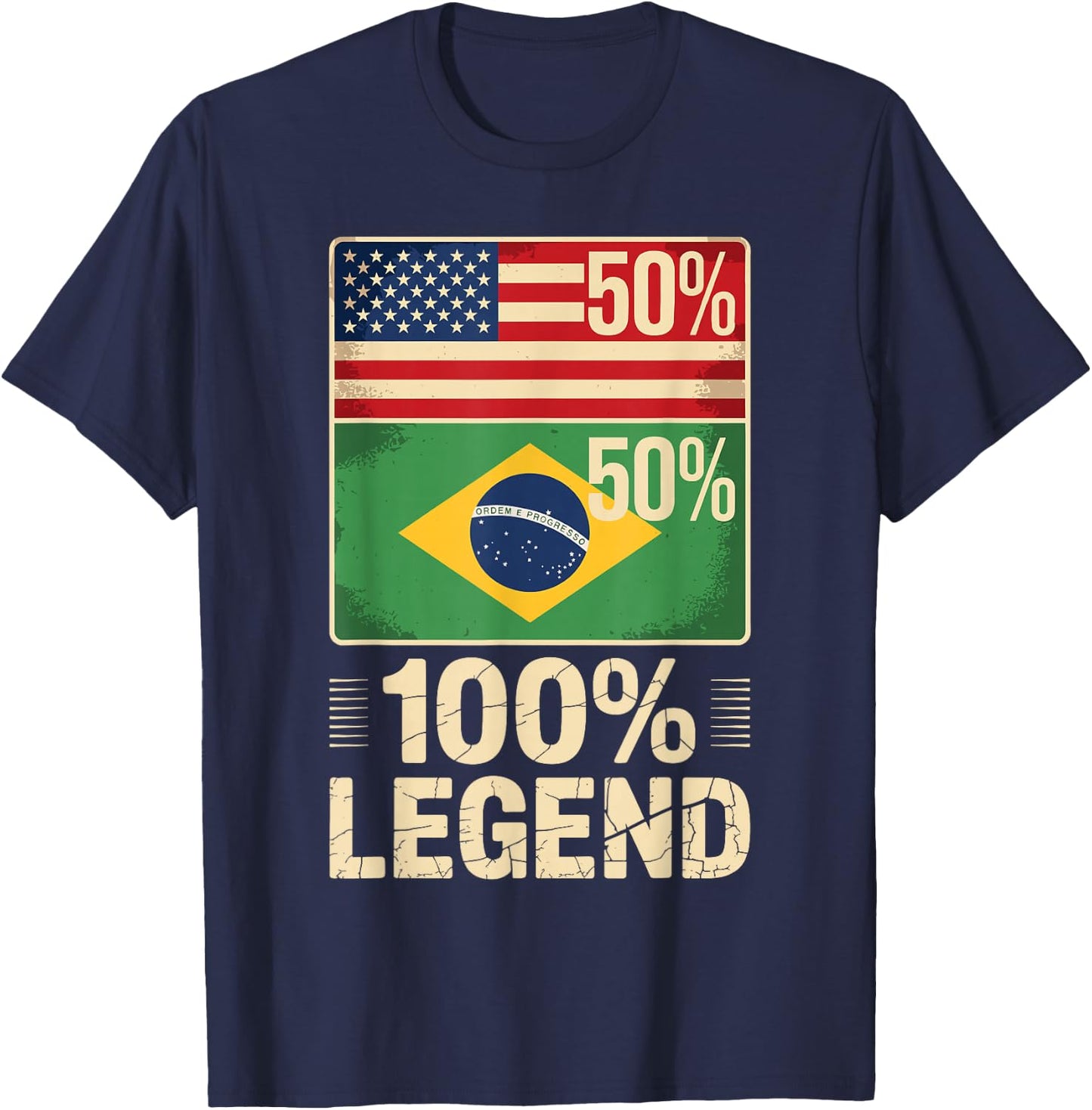 American Brazilian USA Brazil America 100% Legend T-Shirt - T-Shirt | Navy