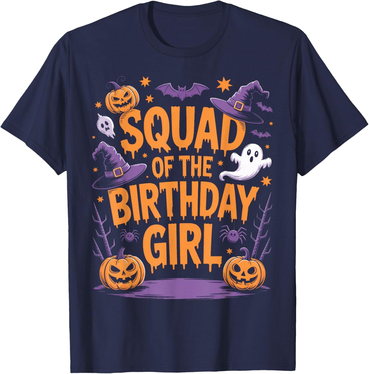 Halloween Squad of The Birthday Girl Matching Group T-Shirt - T-Shirt | Navy