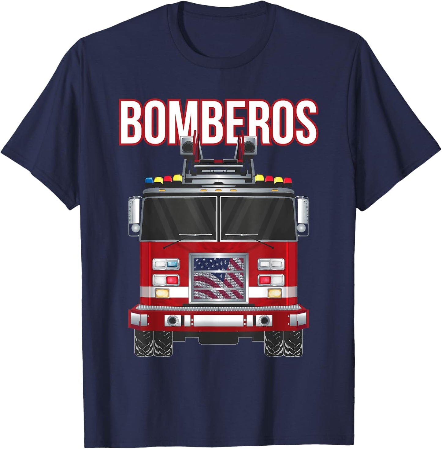 American Bomberos Fire Rescue Firefighter Department Truck T-Shirt - T-Shirt | Navy