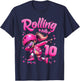 Roller Skating Girl Birthday Kids 10th Birthday Party T-Shirt - T-Shirt | Navy