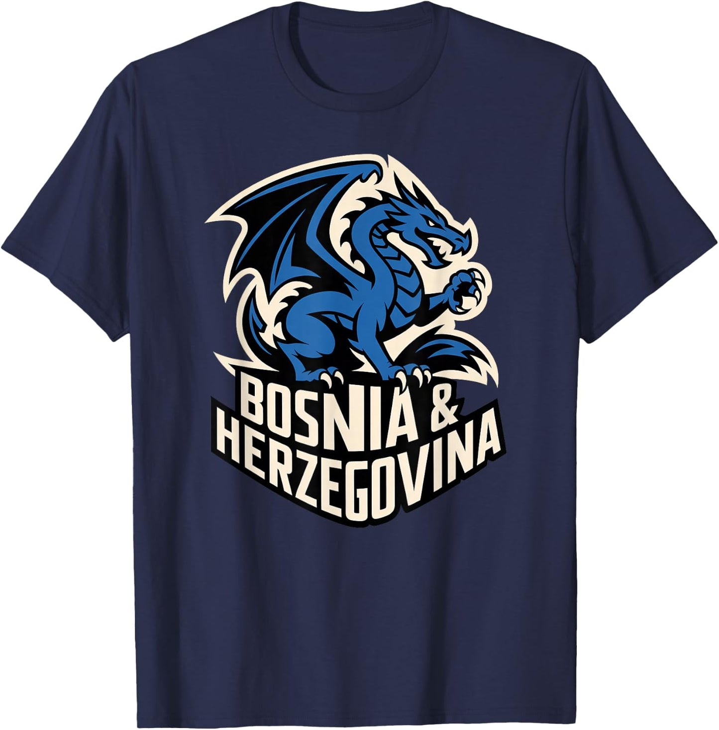 Classic Dragon Bosnia Herzegovina Country Slogan Cheer Game T-Shirt - T-Shirt | Navy