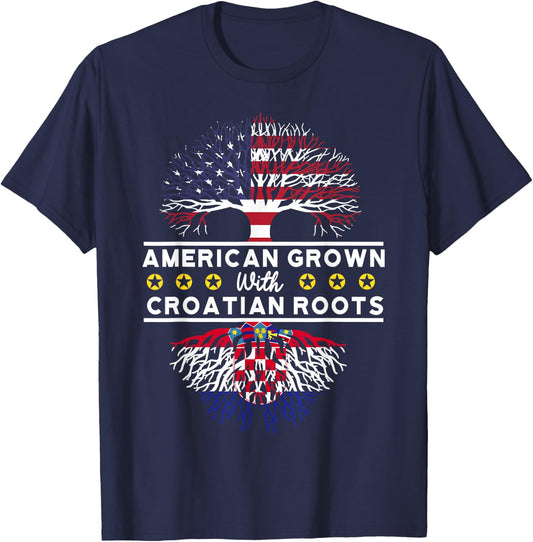 American Grown with Croatian Roots - Croatia T-Shirt - T-Shirt | Navy