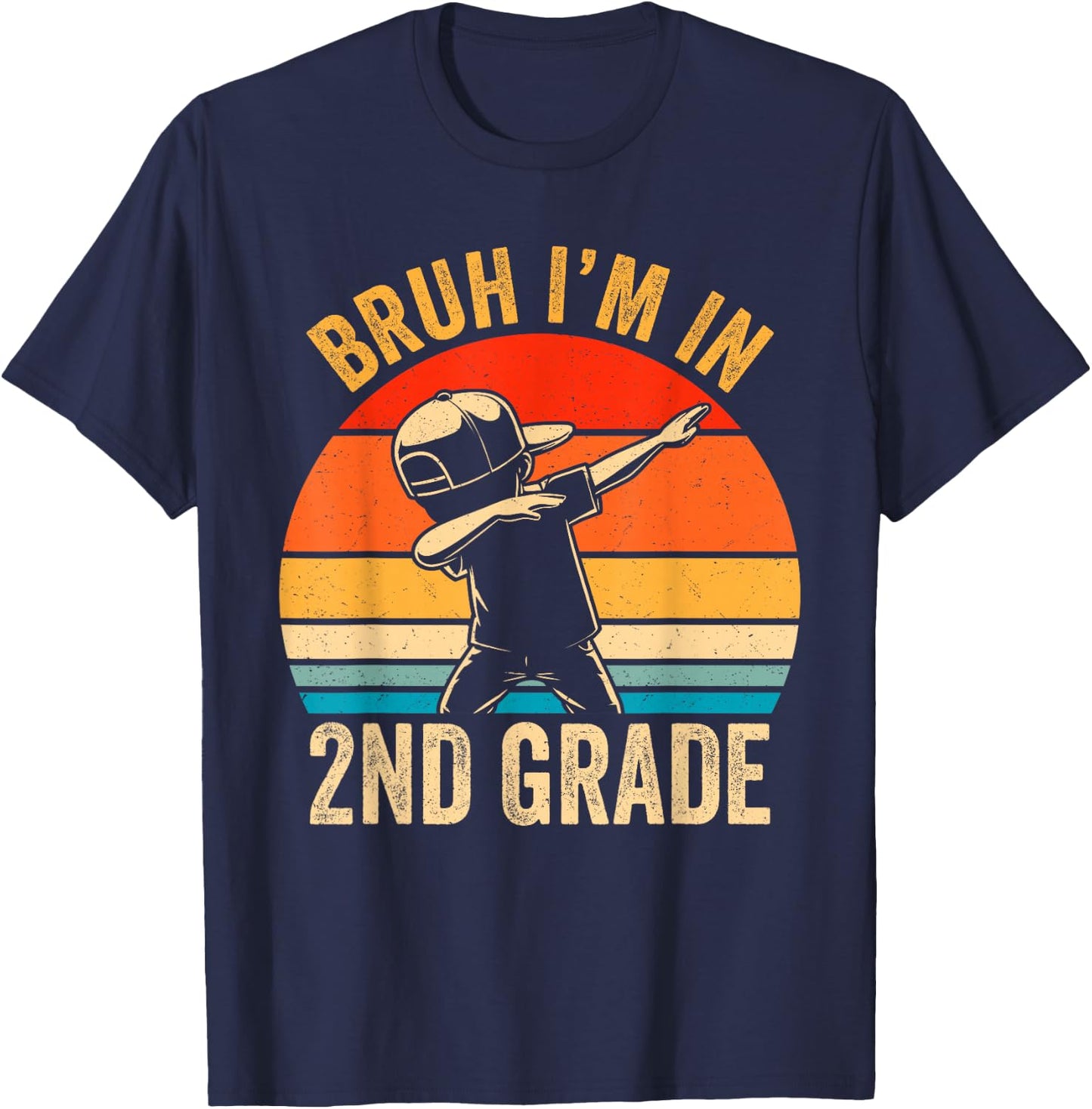 Second Grade Dabbing Boy Bruh i'm in 2nd Grade Students Kids T-Shirt - T-Shirt | Navy