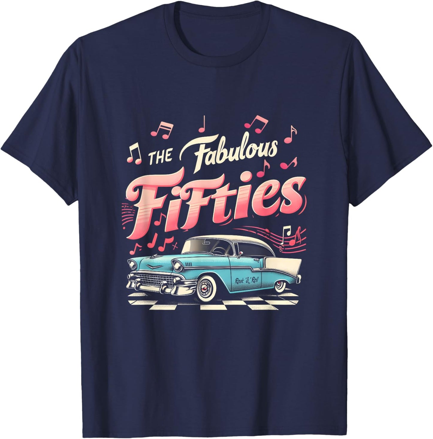 50s Rockabilly 1950s The Fabulous Fifties Rock and Roll , black T-Shirt - T-Shirt | Navy