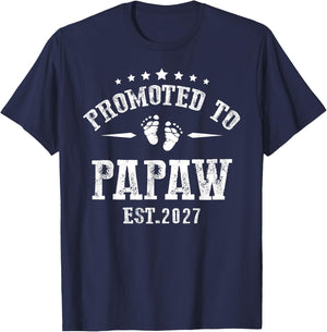 Promoted to Papaw 2027 for First Time Fathers New Dad T-Shirt - T-Shirt | Navy