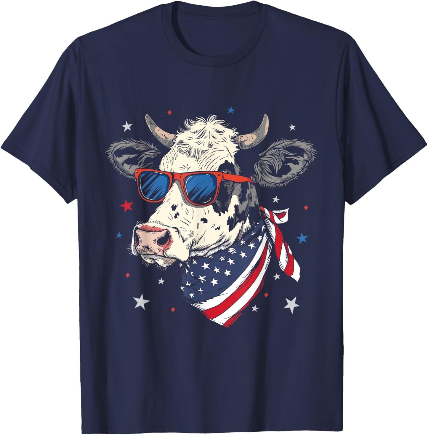 Patriotic American Cow USA Flag Cows 4th Of July Women Men T-Shirt - T-Shirt | Navy