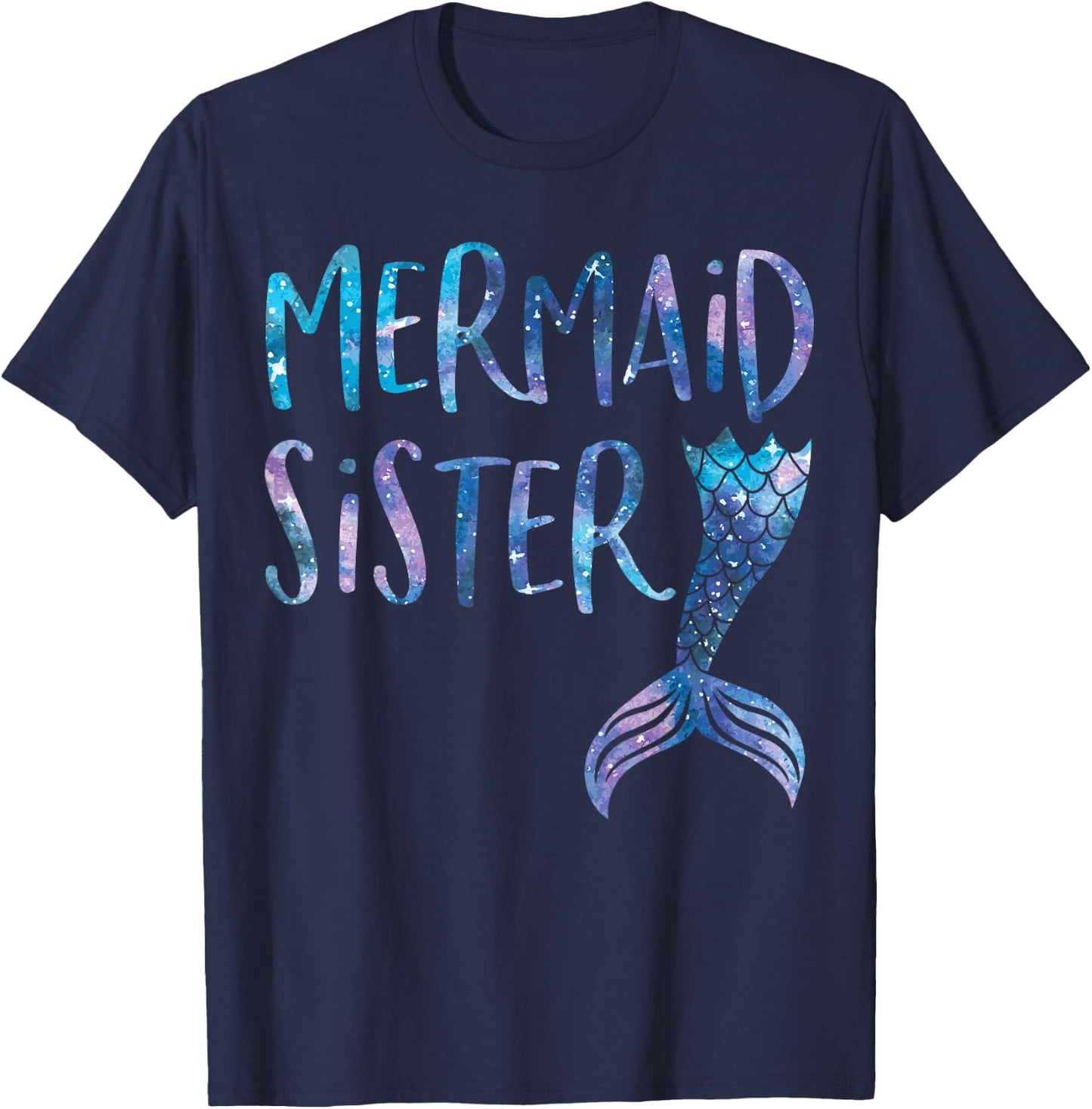 Mermaid Sister Tail Matching Mermaid Squad Birthday Party T-Shirt - T-Shirt | Navy