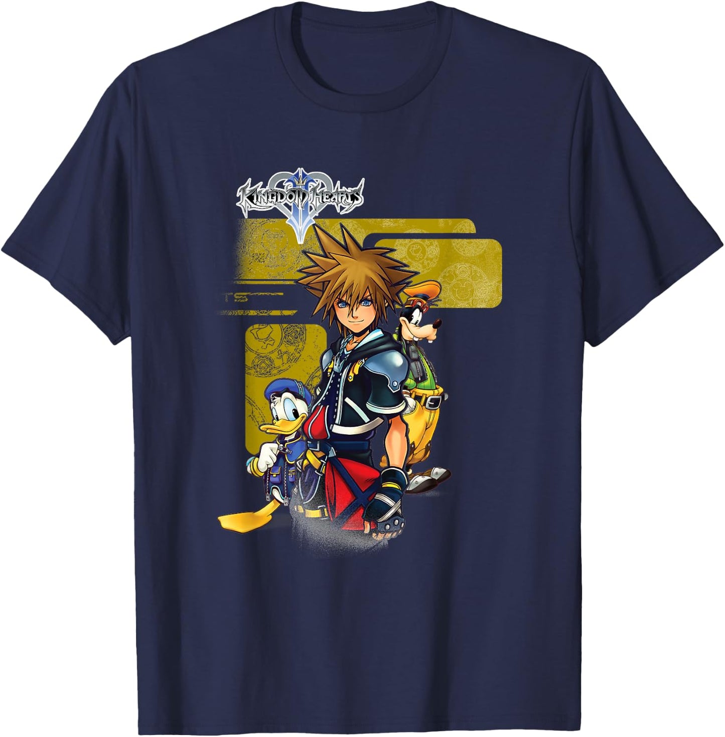 Disney Kingdom Hearts Kingdom Warriors Tiles Chest Portrait T-Shirt - T-Shirt | Navy