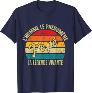 Pépé Gift Personalized Humor Man The Legend Living , Black, S T-Shirt - T-Shirt | Navy