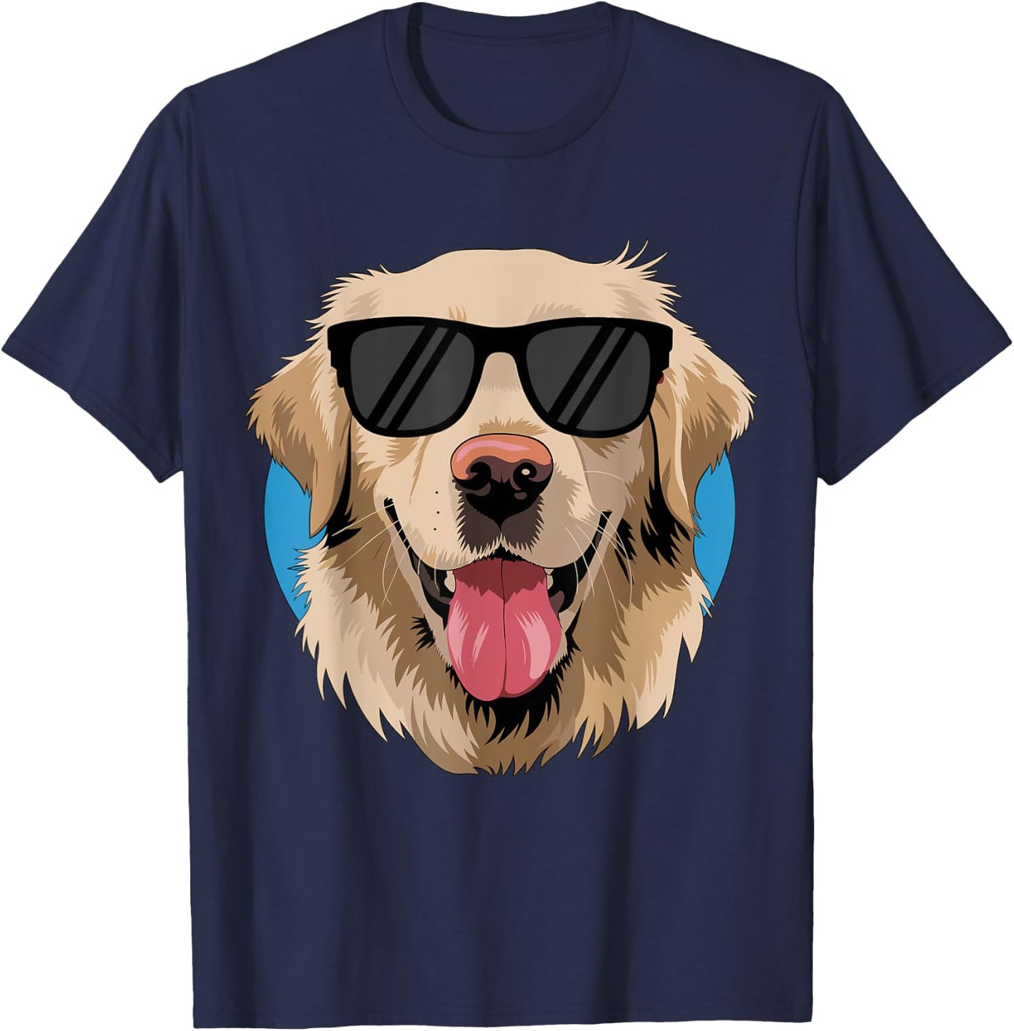 Golden Retriever with Sunglasses T-Shirt - T-Shirt | Navy