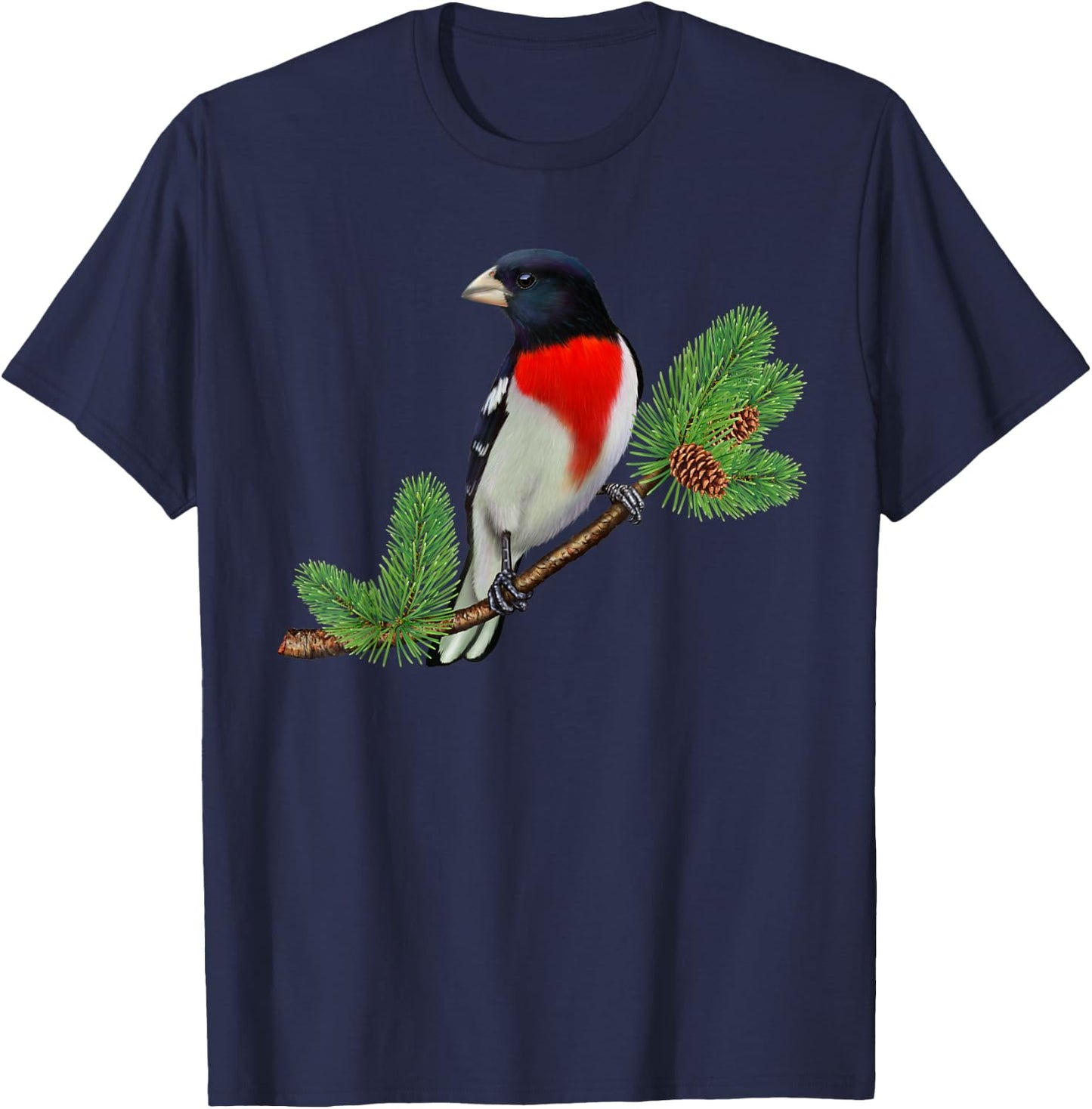 Rose Breasted Grosbeak Shirt Ornithology Bird T-Shirt - T-Shirt | Navy