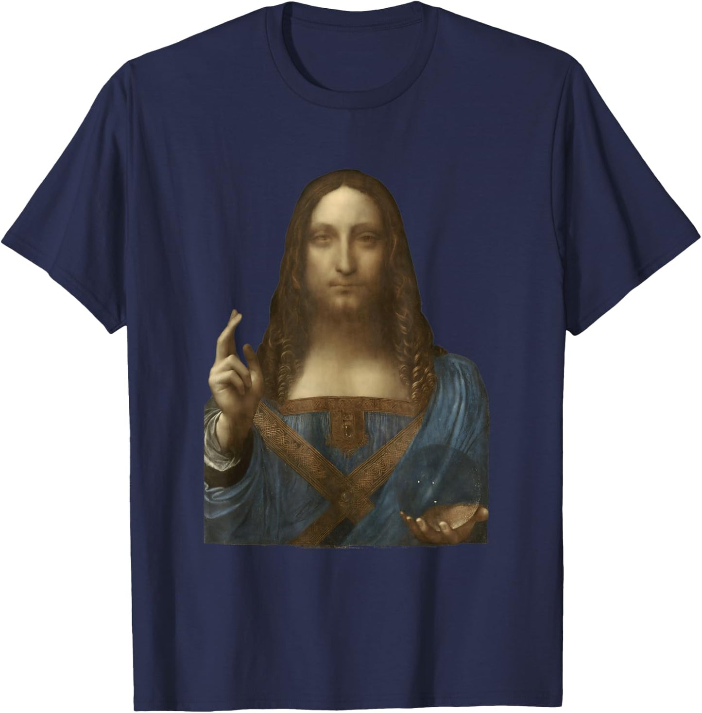 Salvator Mundi by Leonardo da Vinci (1500) T-Shirt - T-Shirt | Navy
