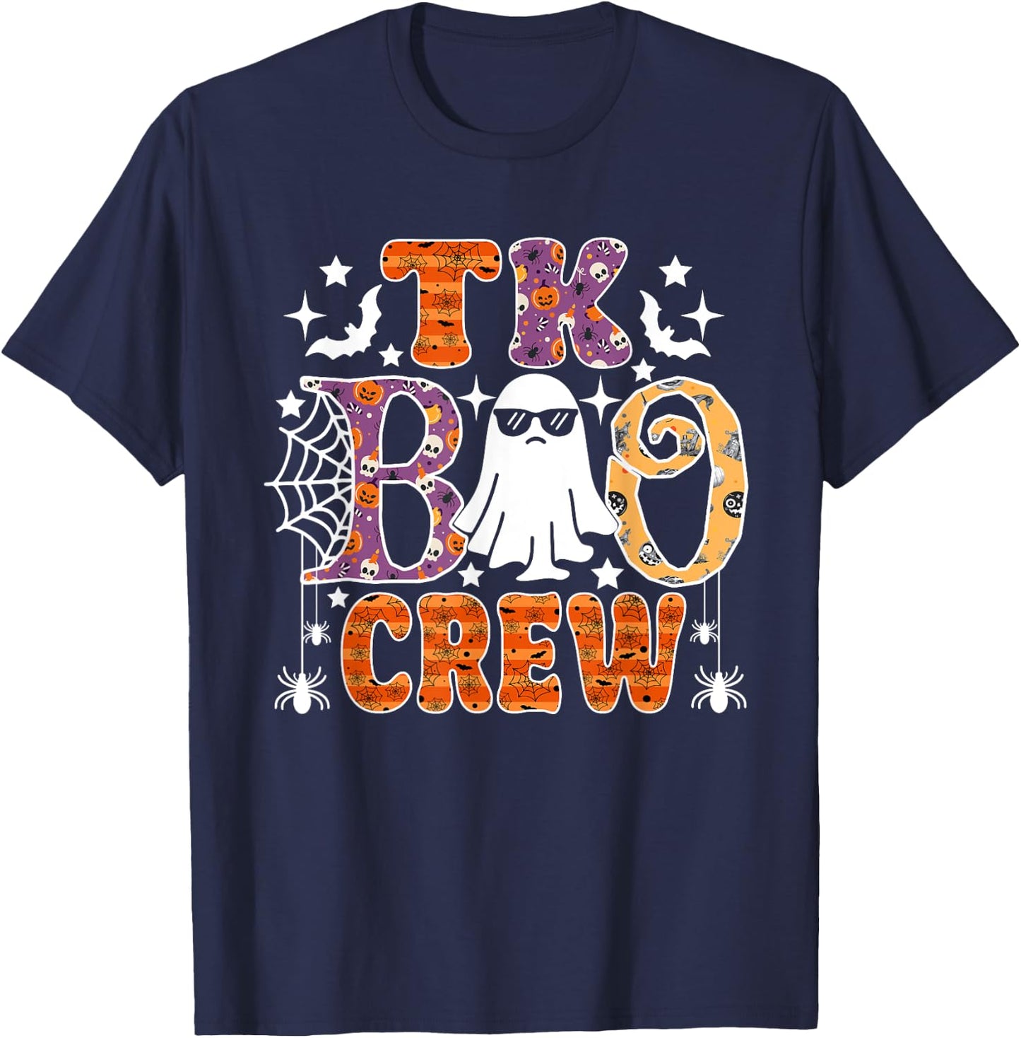 TK Boo Crew Funny Ghost Halloween Teachers Students T-Shirt - T-Shirt | Navy