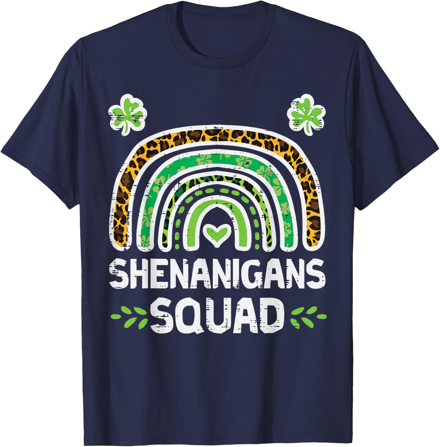 St Patricks Shenanigans Squad Leopard Rainbow Men Women Kids T-Shirt - T-Shirt | Navy
