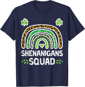 St Patricks Shenanigans Squad Leopard Rainbow Men Women Kids T-Shirt - T-Shirt | Navy
