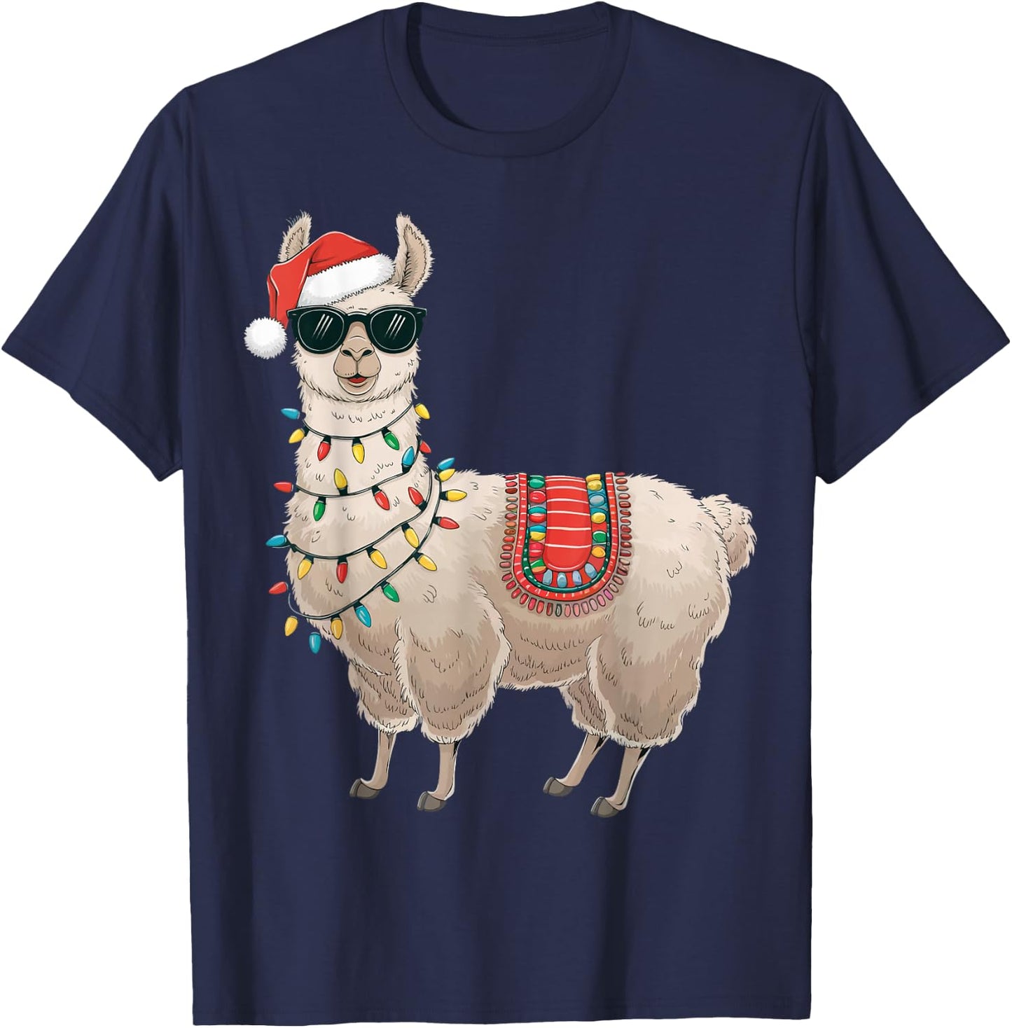 Alpaca Christmas Llama T-Shirt - T-Shirt | Navy