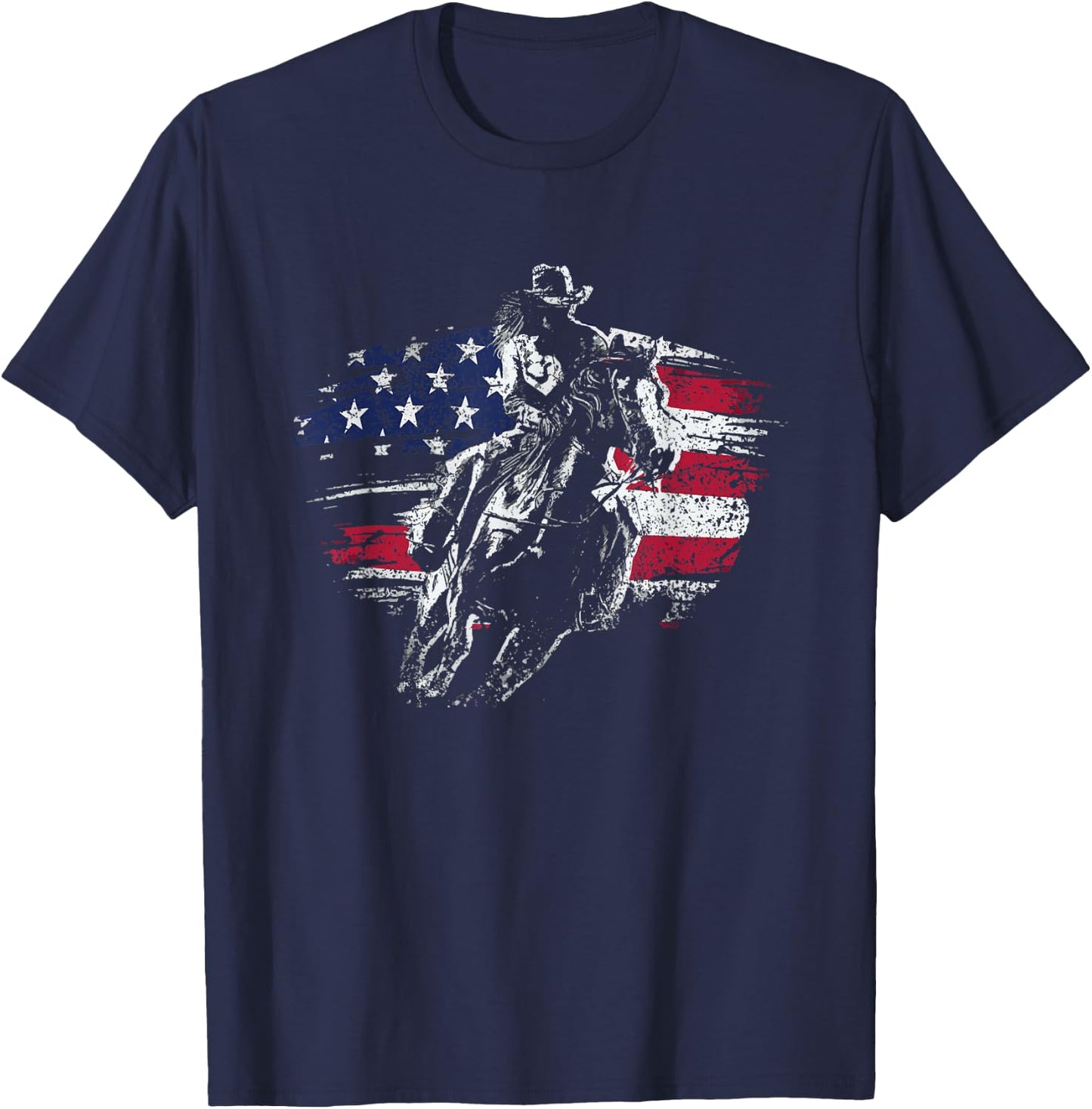 Patriotic Cowboy Rodeo Western Texas Cowboy T-Shirt - T-Shirt | Navy