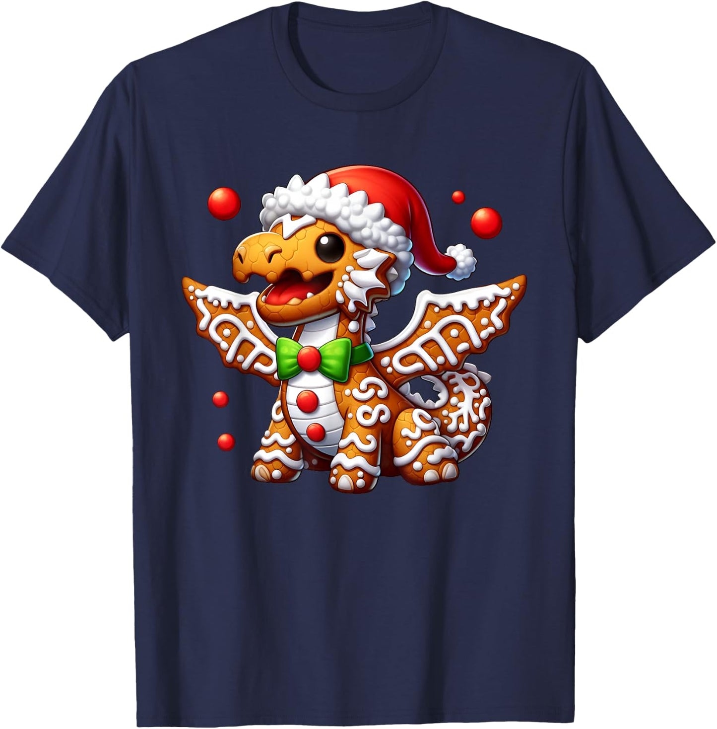 Funny Gingerbread Man Dragon Christmas Kids T-Shirt - T-Shirt | Navy