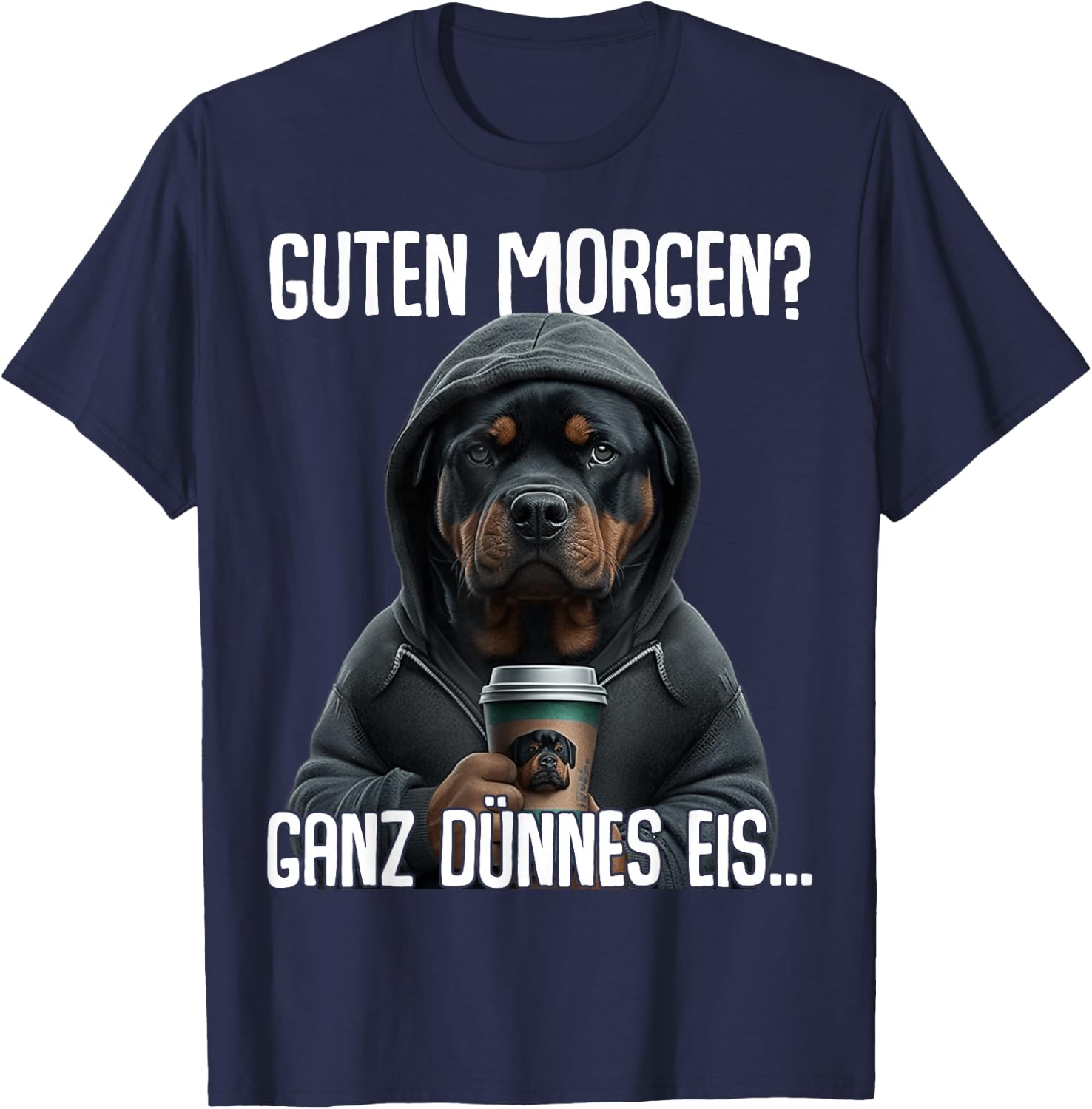 Guten Morgen Ganz Dünnes EIS - Morgenmuffel Rottweiler T-Shirt - T-Shirt | Navy