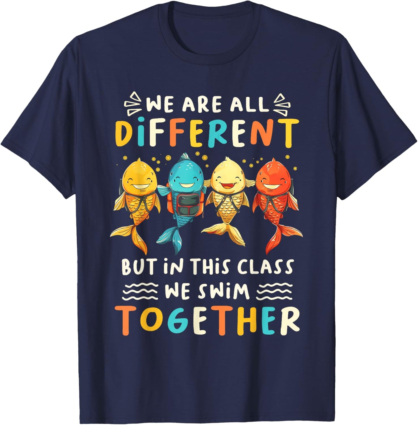 Special Education Sped Teacher Student We Swim Together Kids T-Shirt - T-Shirt | Navy