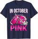 In October We Wear Pink Football Leopard Breast Cancer T-Shirt - T-Shirt | Navy