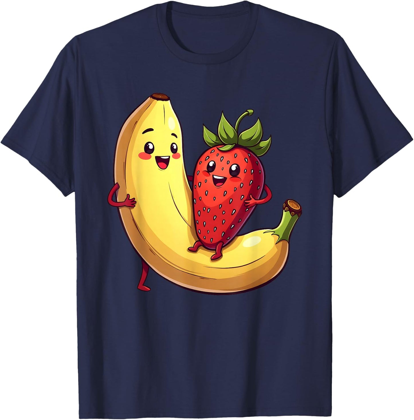 Erdbeere Banane Outfit Früchte Obst Kawaii Frucht Comic T-Shirt - T-Shirt | Navy