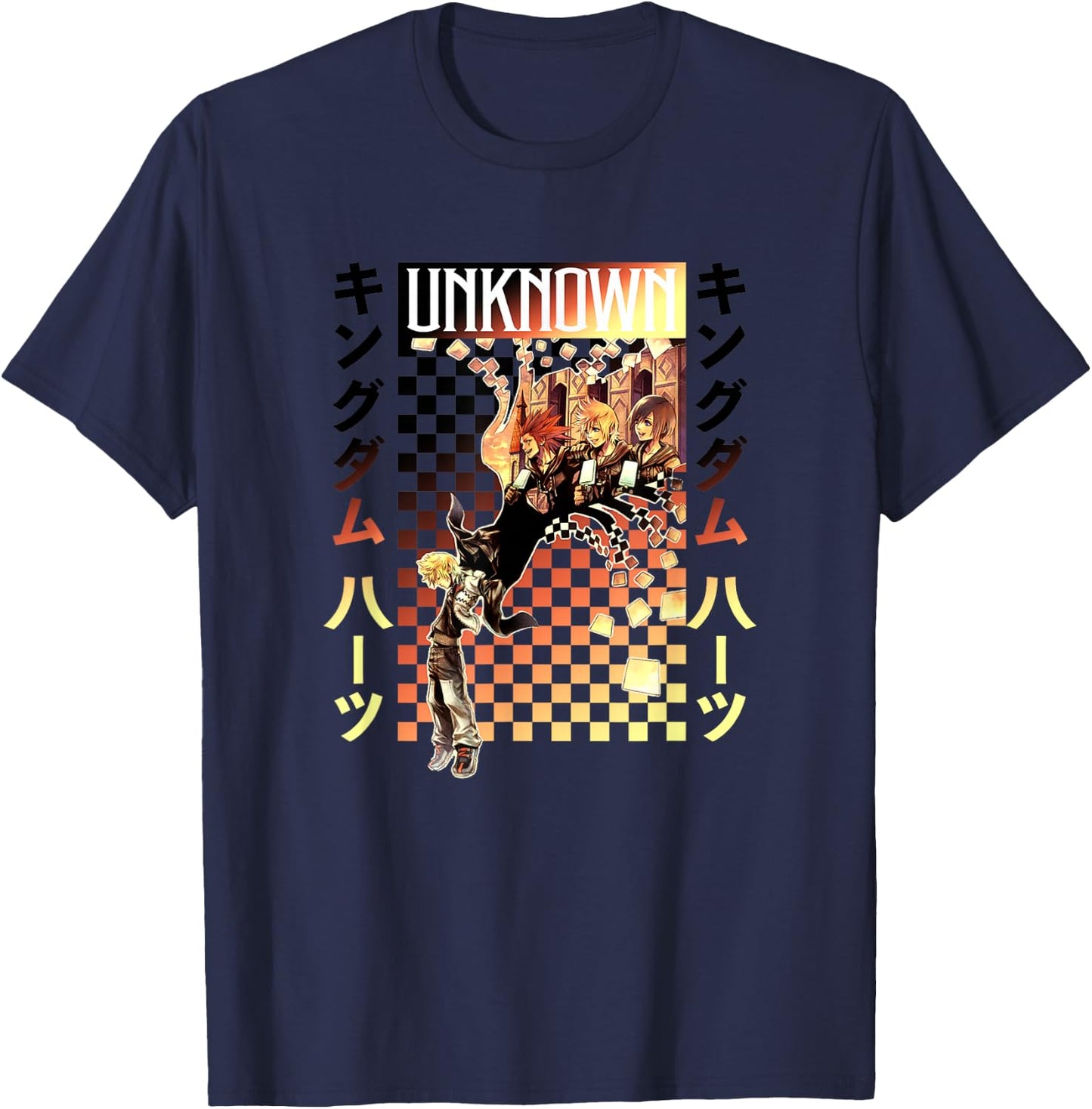 Disney Kingdom Hearts Unknown Ice Cream Memory Kanji Poster T-Shirt - T-Shirt | Navy