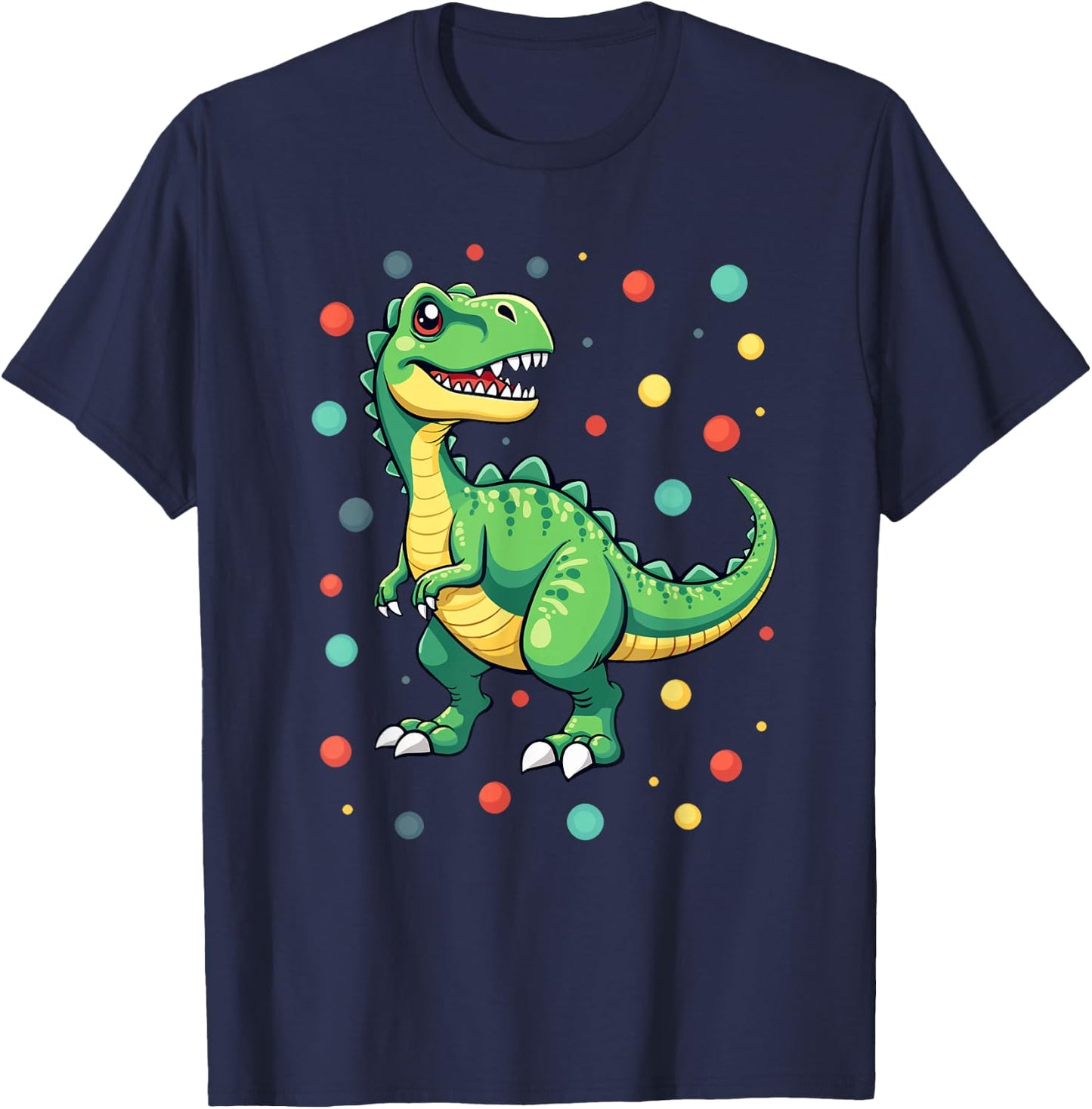 Dinosaur Trex Dino Polka Dots Polka Dot Boys Kids Youth , Black, S T-Shirt - T-Shirt | Navy